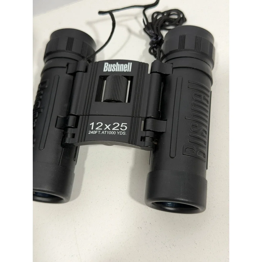 Bushnell 12x25 Compact Binoculars Black Folding Roof Prism with Carrying Case